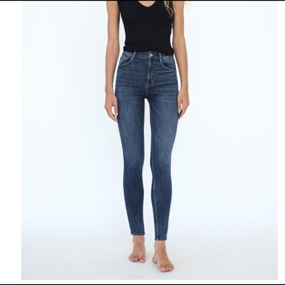 Zara High Rise Ankle Length Sculpt Jeans - Size 28/6 - Navy Blue - Picture 6 of 6